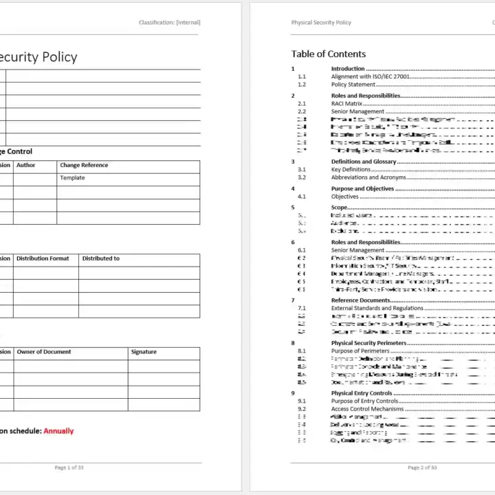 iso 27001 physical security policy template