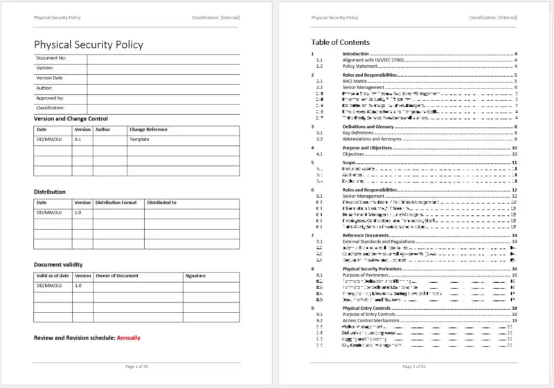 iso 27001 physical security policy template