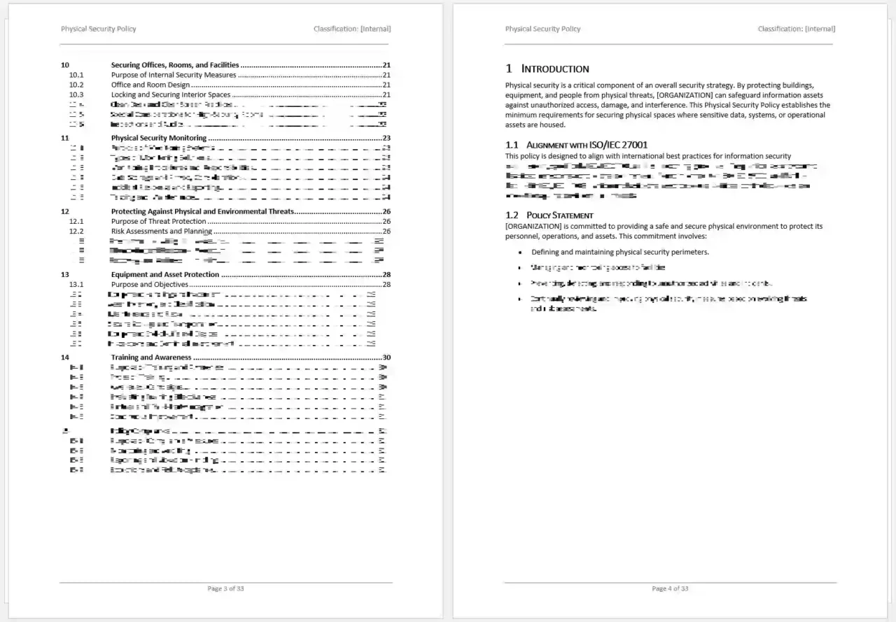 Iso 27001 Physical Security Policy Template Word