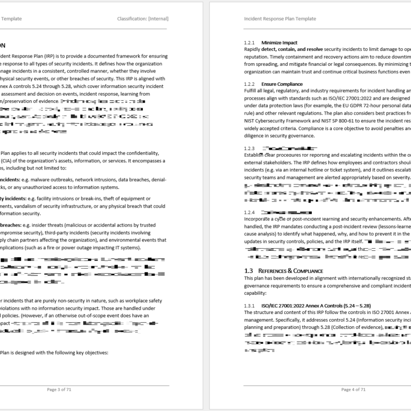 iso 27001 irp template