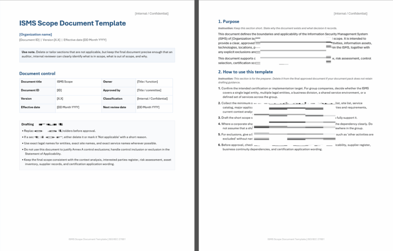 iso 27001 isms scope document template