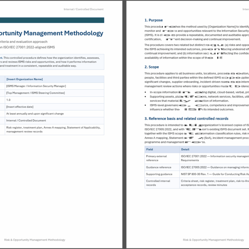 iso 27001 risk & opportunity management methodology