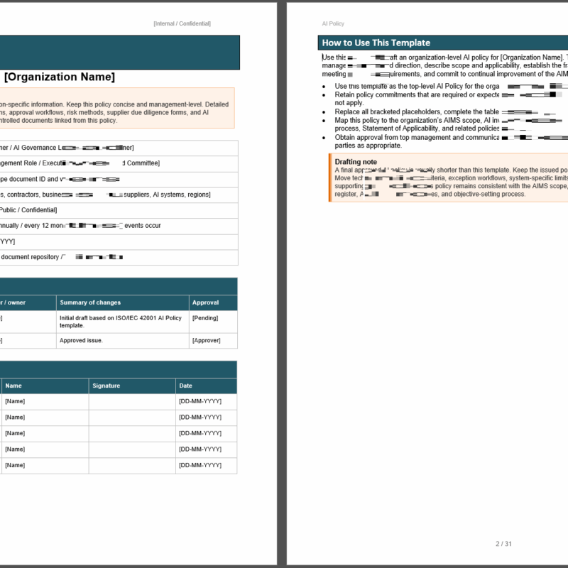 iso 42001 ai policy template