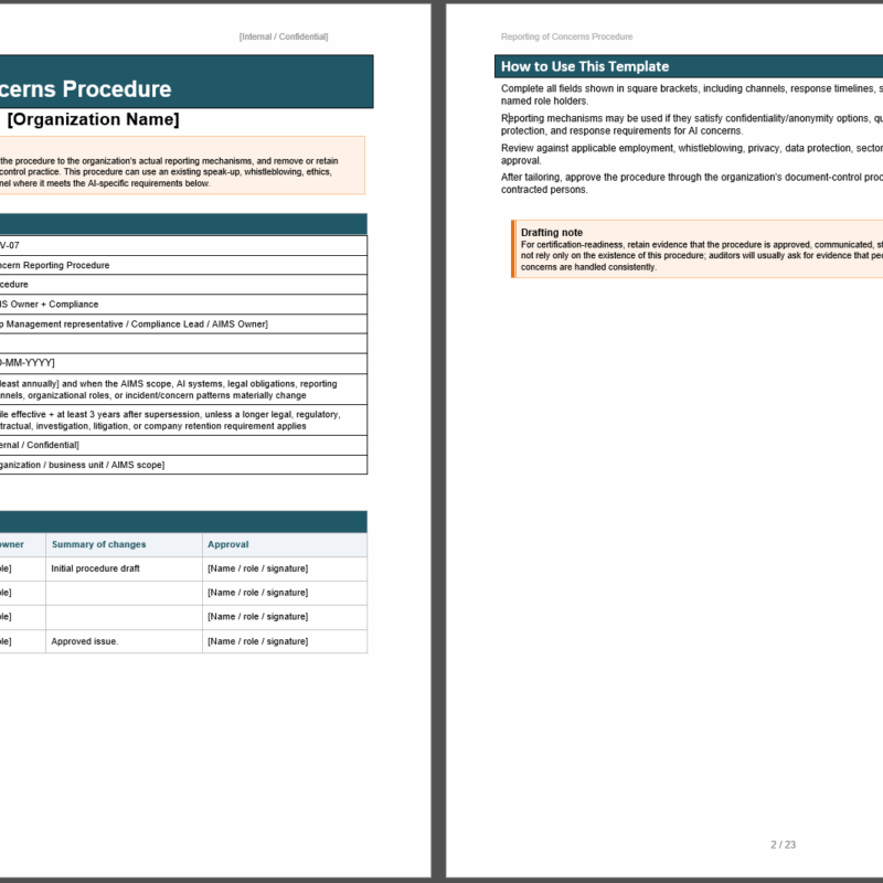 iso 42001 reporting of concerns procedure